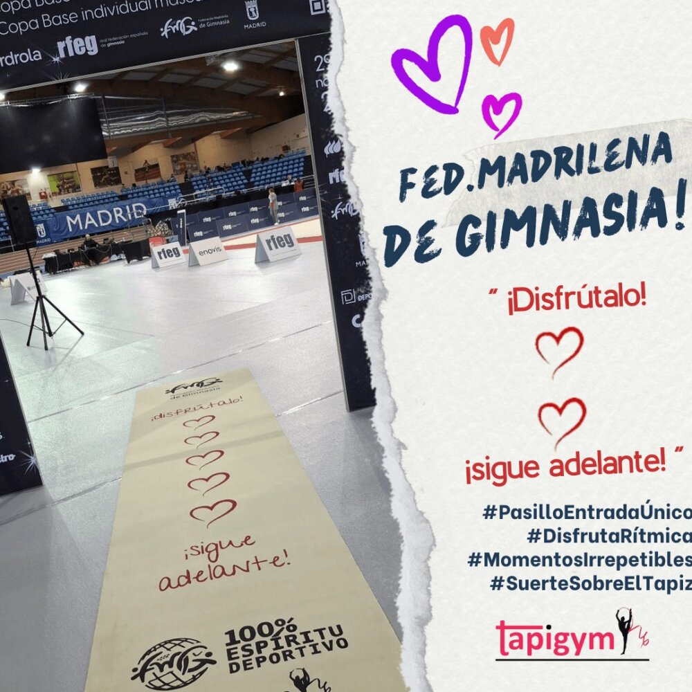 Dos fines de semana intensos en Madrid.

Ojalá el pasillero os haya traído toda la suerte del mundo, a tod@s l@s gimnastas, técnic@s y clubes.

Gracias a la Federación Madrileña y RFEG, por volver a traer Campeonatos Nacionales a Madrid.

Y AHORA .... A DISFRUTAR DE UN MERECIDO DESCANSO.