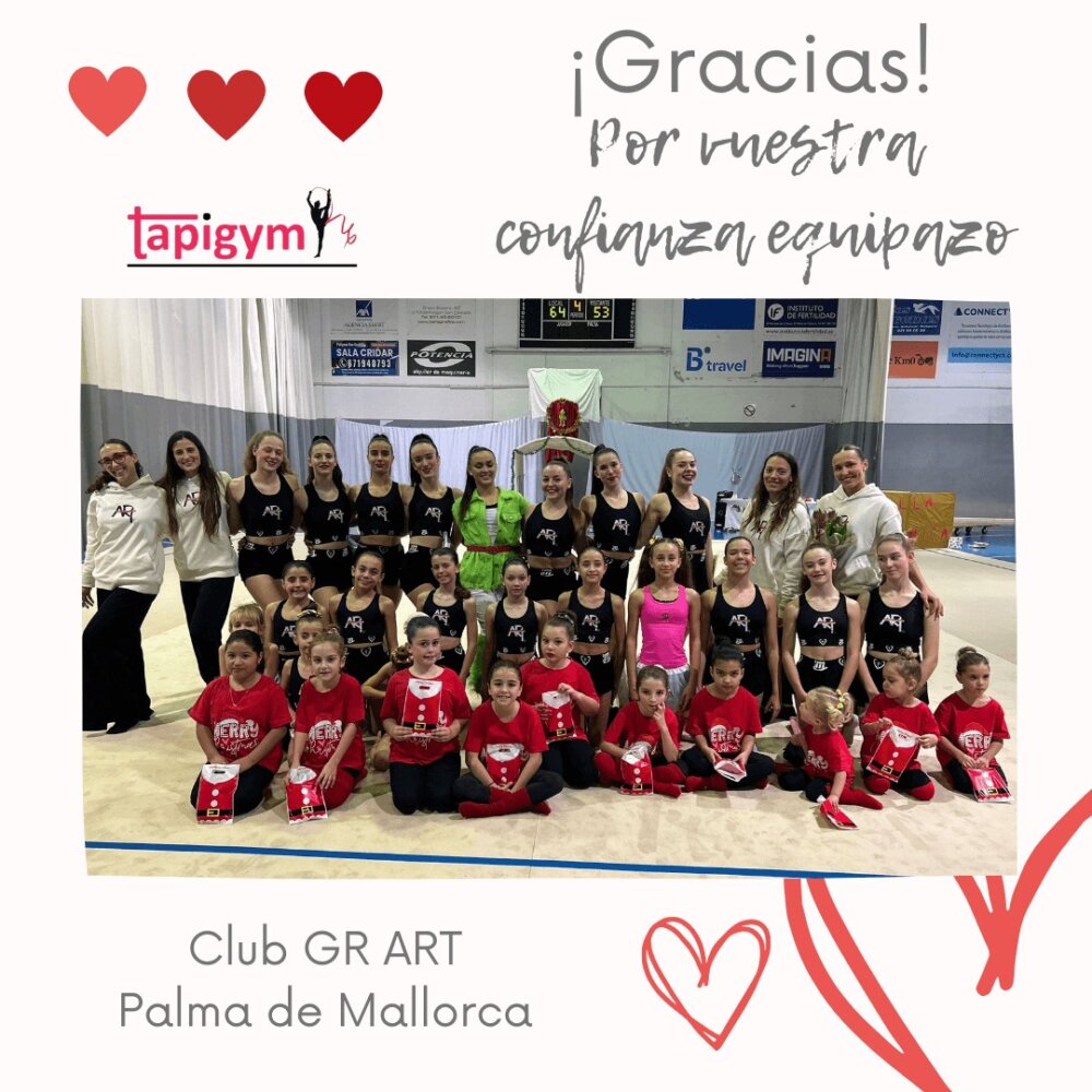 Hoy viajamos a Palma de Mallorca (Islas baleares), para dar las gracias al Club ART, por seguir mejorando las condiciones de entrenamiento de sus gimnastas.

Seguro que vuestro tapiz ayudará a todas l@s gimnastas, técnic@s del Club, en sus entrenamientos diarios y competiciones. Sois muy grandes campeonas.

A disfrutarlo y Aúpa Equipazo.

#GimnasiaRítmica #GR #Gymnastics #Gimnasia #GRGymnastics #RG #Gymnast #GRMundial #FIGGR #GRFIG #AmorPorLaGR #BellezaGR #CampeonasGR #GRCampeonas #GResArte #GRFans #GRPassion