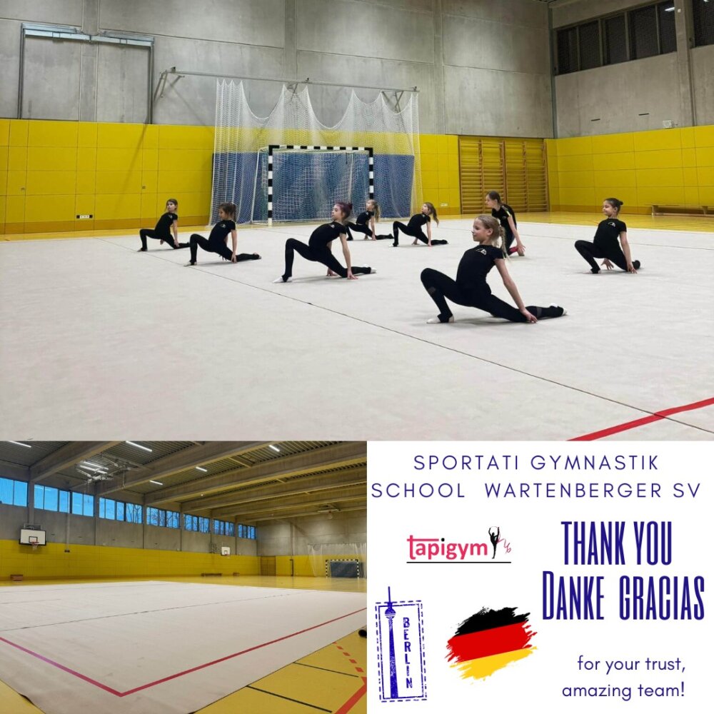 Hoy viajamos a Berlín (Alemania), para dar las gracias al Club Sportati Gymnastik School Wartenberger SV, por seguir mejorando las condiciones de entrenamiento de sus gimnastas.

Seguro que vuestro tapiz ayudará a todas l@s gimnastas, técnic@s del Club, en sus entrenamientos diarios y competiciones. Sois muy grandes campeonas.

A disfrutarlo y Aúpa Equipazo.

--------------------------------------

Today we are traveling to Berlin (Germany) to thank Club Sportati Gymnastik School Wartenberger SV for continuing to improve the training conditions for their gymnasts.

We are sure that your mat will support all the gymnasts and coaches of the club in their daily training sessions and competitions. You are truly great champions.

Enjoy it, and let’s go team!

#RhythmicGymnastics #RG #Gymnastics #Gymnast #RGGymnastics #FIGRG #RGFIG #LoveForRG #RGBeauty #RGChampions #RGisArt #RGFans #RGPassion