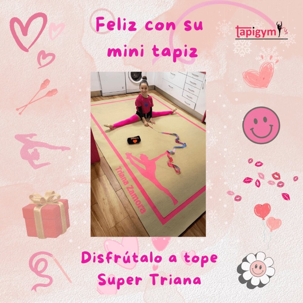 Muchas gracias Triana Zamora❤️, seguro que disfrutaras de tu pasión por la gimnasia rítmica con tu mini tapiz, porque la ilusión de las gimnastas es nuestra principal motivación para seguir mejorando.

#minitapices #minicarpets #GR #RG #gimnasiarítmica #rhythmicgymnastic #rítmica #Entrenamiento #casa #RG #tapicespersonalizados

+ información: llamadas o mensajes de whatsapp o telegram en el +344644310330 o por email minitapices@tapigym.es en España, fuera España minicarpets@tapigym.com , o en nuestras redes sociales @tapigym