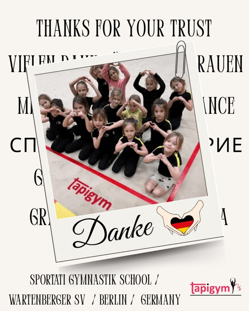 Muchas gracias al Club Sportati -Watenberger SV. Estamos seguros de que vuestro tapiz os ayudará a seguir creciendo y a mejorar las condiciones de entrenamiento de vuestras gimnastas y entrenadoras.

¡A tope con la gimnasia rítmica en Berlín y Alemania ! 💪✨

Many thanks to the Club Sportati -Watenberger SVFederation for their trust. We are sure that your mat will help you continue to grow and improve the training conditions for your gymnasts and coaches.

Let’s keep rhythmic gymnastics strong in Berlin and Germany! 💪✨