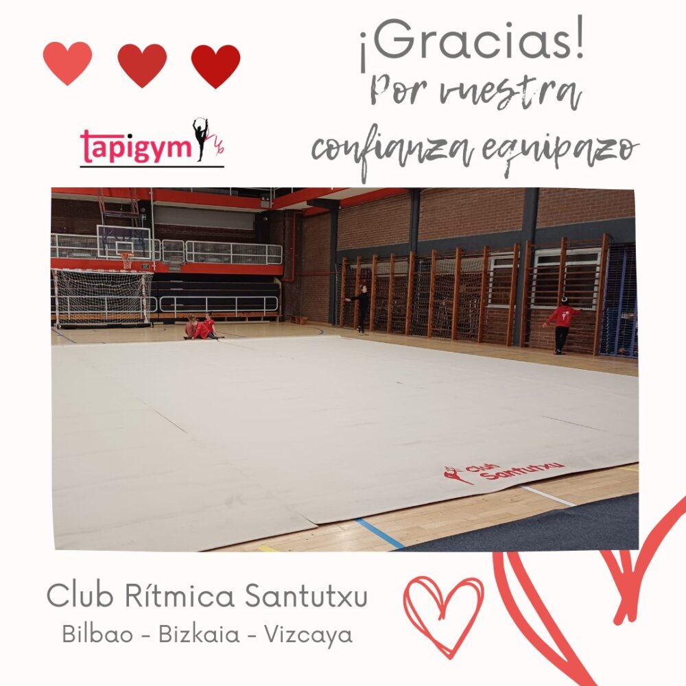 Hoy viajamos a Deusto en Bilbao (Bizkaia), para dar las gracias al Club Santutxu por seguir mejorando las condiciones de entrenamiento de sus gimnastas.

Seguro que vuestro tapiz ayudará a todas l@s gimnastas, técnic@s del Club, en sus entrenamientos diarios y competiciones. Sois muy grandes campeonas/es.

A disfrutarlo y Aúpa Equipazo.

#GimnasiaRítmica #GR #Gymnastics #Gimnasia #GRGymnastics #RG #Gymnast #GRMundial #FIGGR #GRFIG #AmorPorLaGR #BellezaGR #CampeonasGR #GRCampeonas #GResArte #GRFans #GRPassion