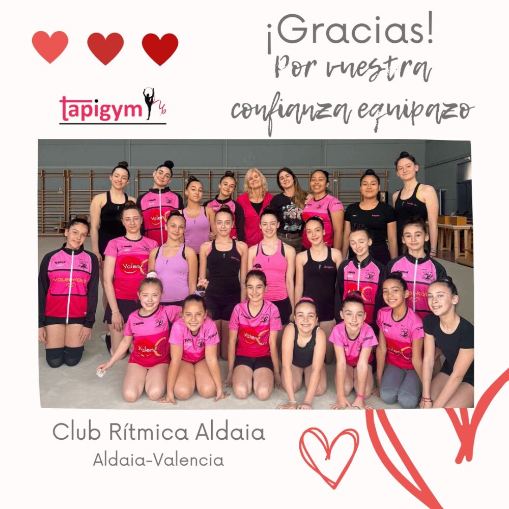 Hoy viajamos a Aldaia (Valencia), para dar las gracias al Club Gimnasia Rítmica Aldaia, por seguir mejorando las condiciones de entrenamiento de sus gimnastas.

Seguro que vuestro tapiz ayudará a todas l@s gimnastas, técnic@s del Club, en sus entrenamientos diarios y competiciones. Sois muy grandes campeonas/es.

A disfrutarlo y Aúpa Equipazo.

#GimnasiaRítmica #GR #Gymnastics #Gimnasia #GRGymnastics #RG #Gymnast #GRMundial #FIGGR #GRFIG #AmorPorLaGR #BellezaGR #CampeonasGR #GRCampeonas #GResArte #GRFans #GRPassion