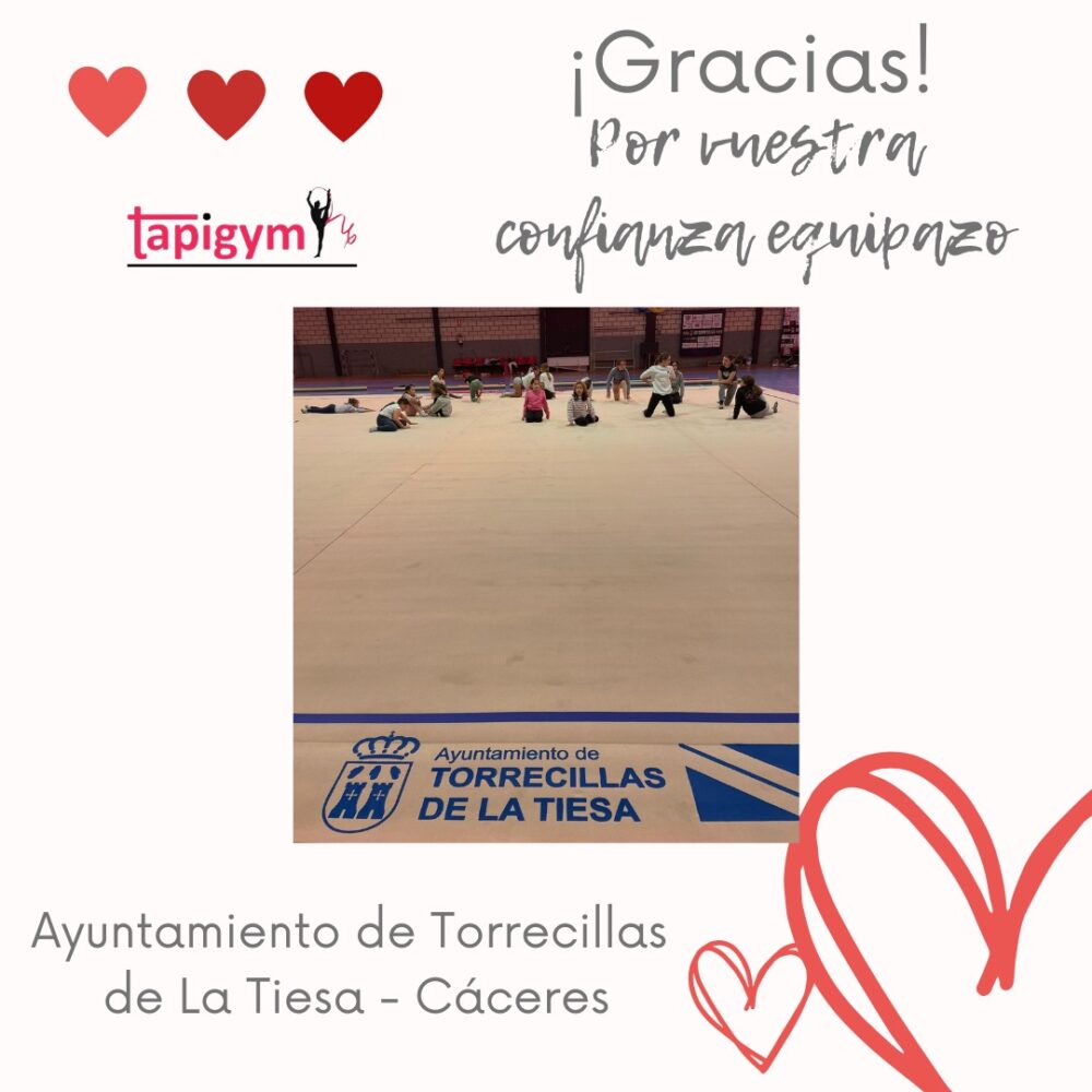 Hoy viajamos a Torrecillas de la Tiesa (Provincia de Cáceres), para dar las gracias a Club y a su Ayuntamiento, por seguir mejorando las condiciones de entrenamiento de sus gimnastas.

Seguro que vuestro tapiz ayudará a todas l@s gimnastas, técnic@s del Club, en sus entrenamientos diarios y competiciones. Sois muy grandes campeonas/es.

A disfrutarlo y Aúpa Equipazo.

#GimnasiaRítmica #GR #Gymnastics #Gimnasia #GRGymnastics #RG #Gymnast #GRMundial #FIGGR #GRFIG #AmorPorLaGR #BellezaGR #CampeonasGR #GRCampeonas #GResArte #GRFans #GRPassion