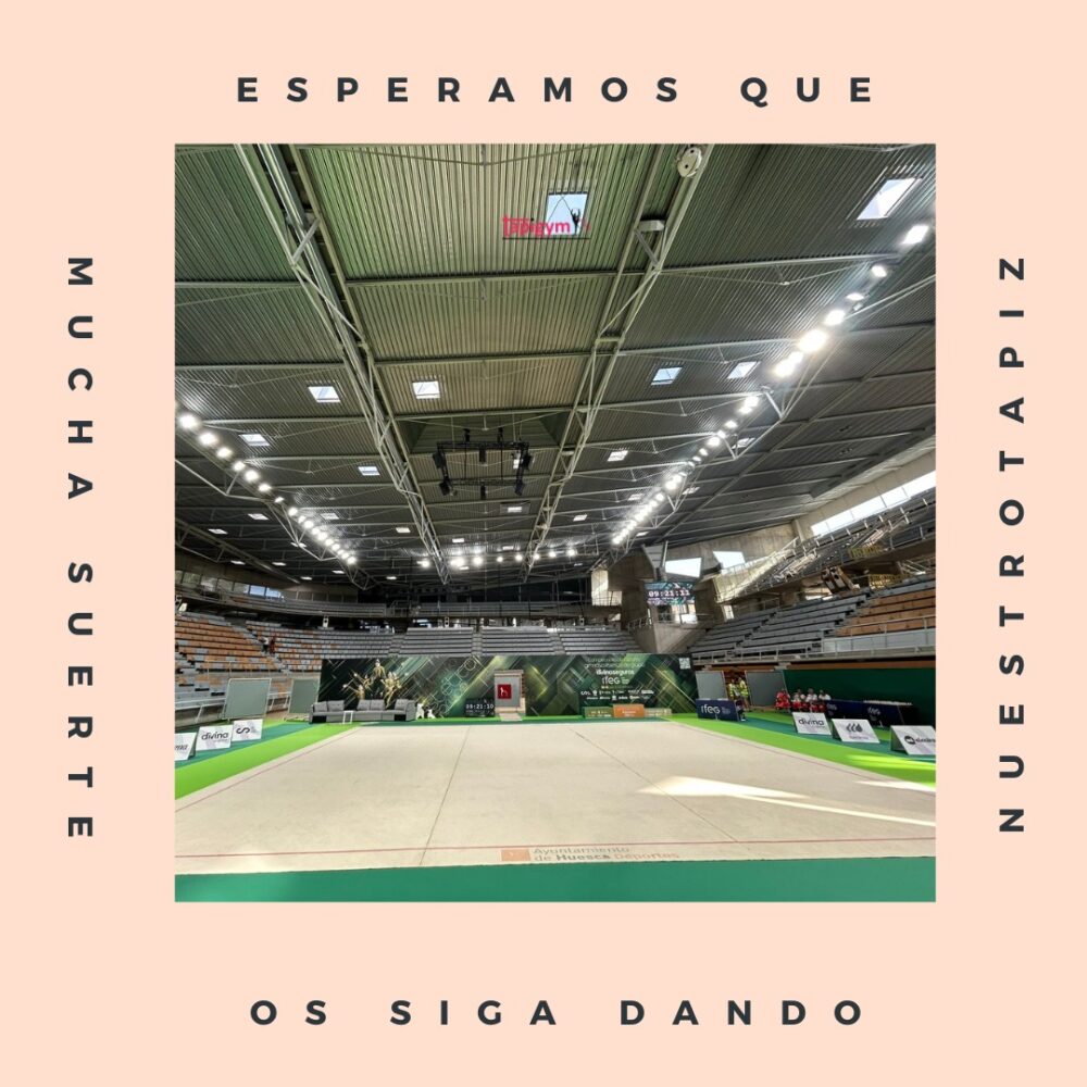 Sabemos lo que habéis luchado.

Ahora toca disfrutar de un momento único.

Ojala nuestro tapiz , os de mucha suerte, a tod@s.

Cto de España Gimnasia Estética de Grupo celebrado en Huesca.