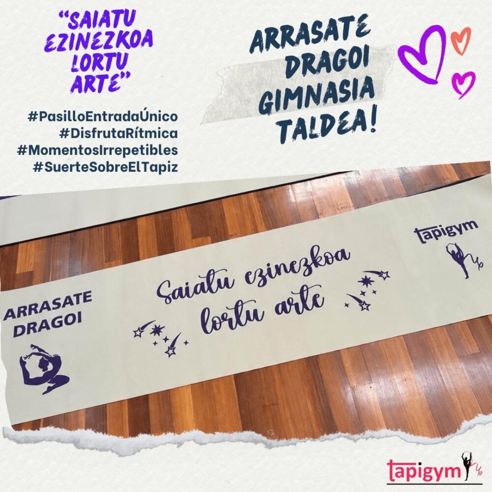 Momentos únicos antes de entrar al tapiz de Arrasate Dragoi Gimnasia Taldea.

Ojala nuestro pasillo de entrada, os de mucha suerte, porque ya sólo llegar a estar sobre él, tiene un mérito increíble.